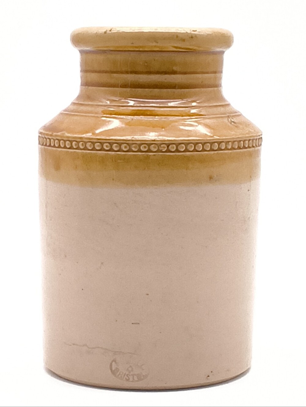 Vintage Antique Bristol Stoneware Jar Two-Tone Crock Powell Style (approx 7")